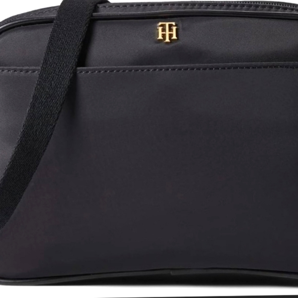 Tommy Hilfiger Black Shoulder Bag with Gold Accent